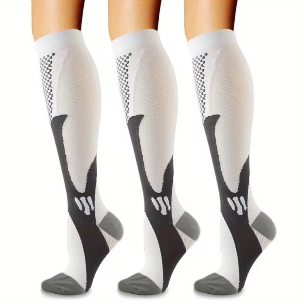 Unisex 20-30 mmHg Compression Socks L/XL Knee‎ High Medical White 1 Pair NEW